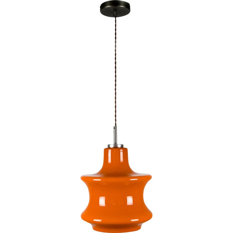 Mid-Century orange glass pendant lamp