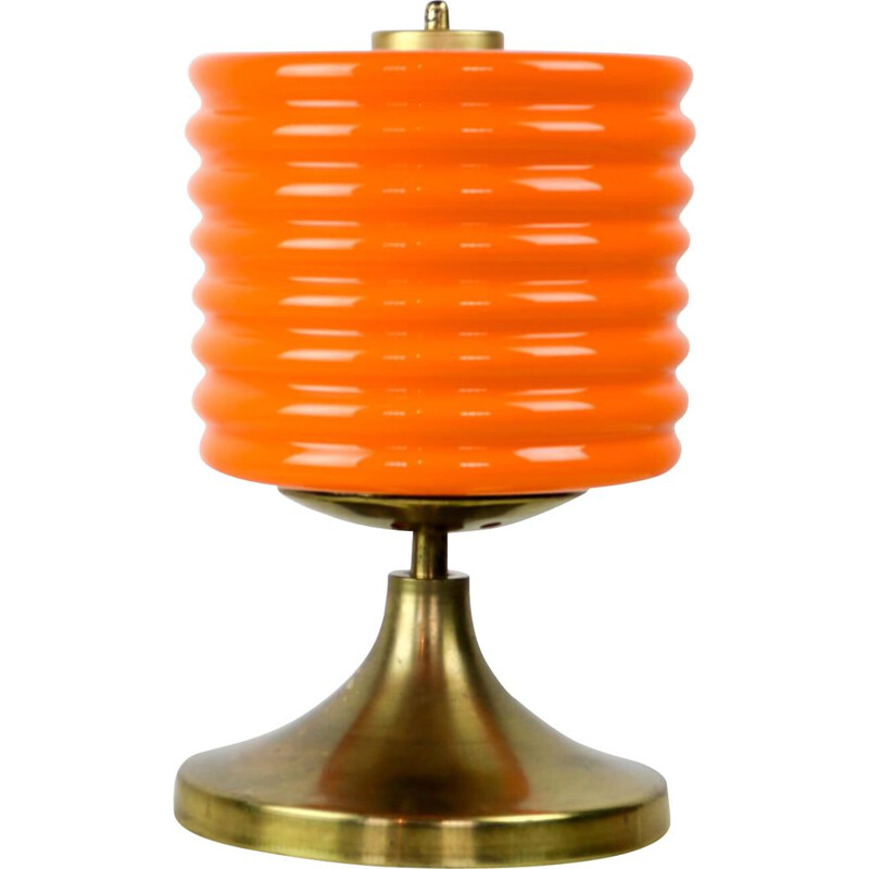Lámpara de sobremesa vintage de cristal naranja