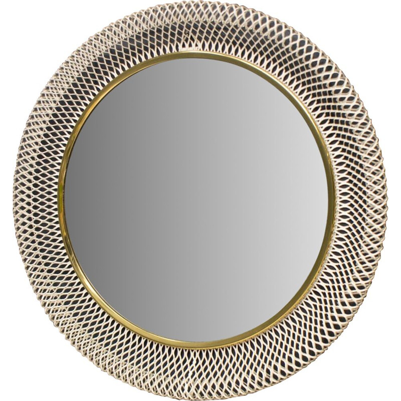 Vintage Round Wire Wall Mirror, 1950s