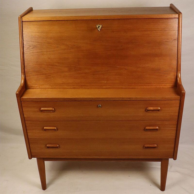 Vintage Danish Samcom secretary in 1960 Scandinavian teak wood