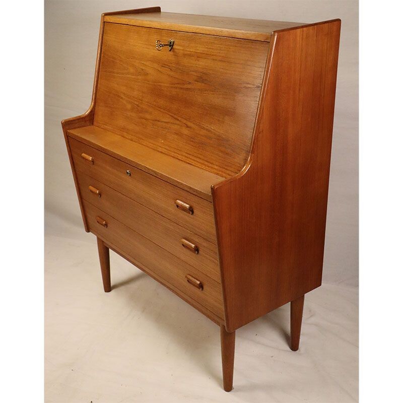 Vintage Danish Samcom secretary in 1960 Scandinavian teak wood