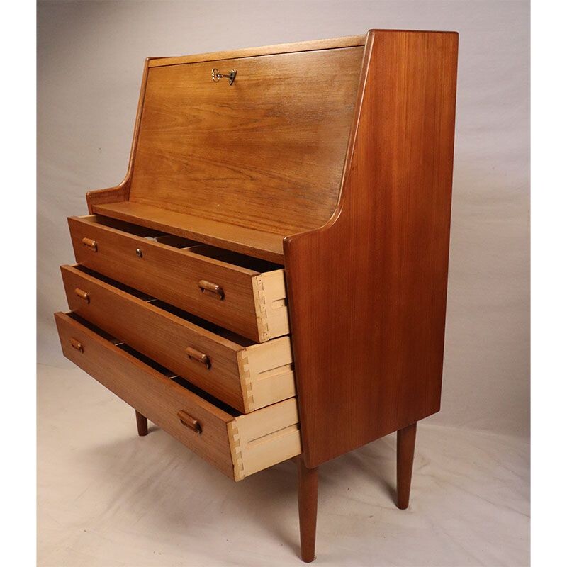 Vintage Danish Samcom secretary in 1960 Scandinavian teak wood