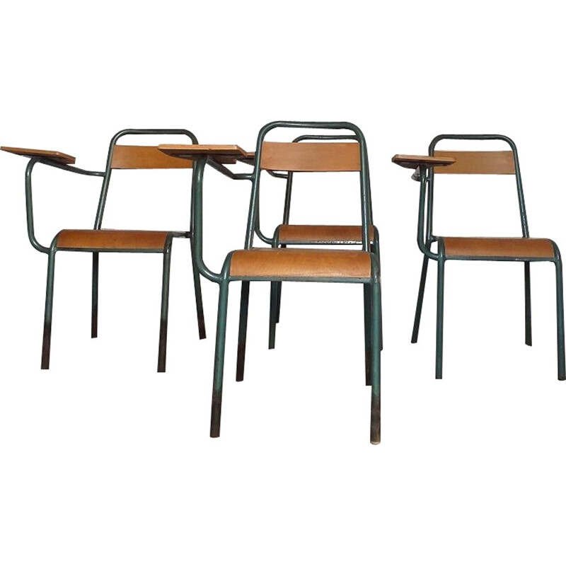 Set of 4 Stella Vintage School Chairs 1950's