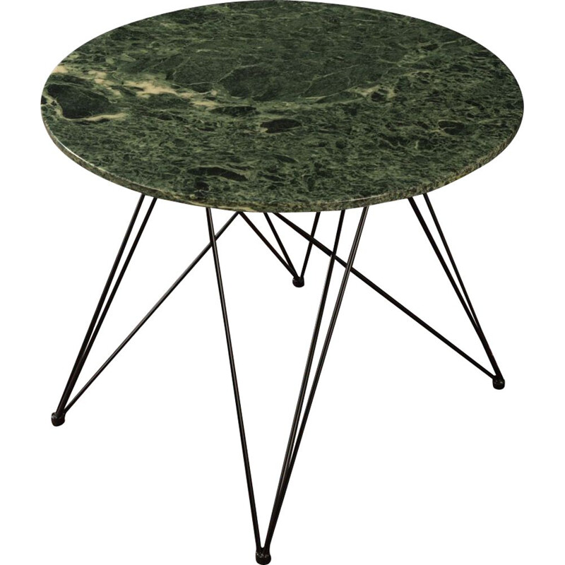 Table vintage avec un plateau en marbre vert 1960
