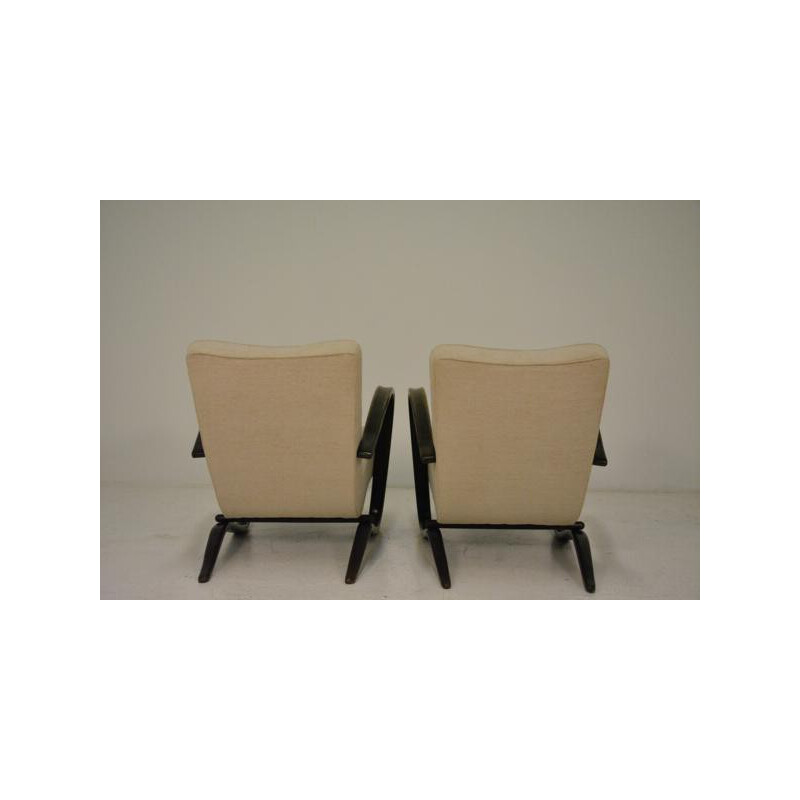 Pair of Thonet "H 269" armchairs in silk fabric, Jindrich HALABALA - 1930s