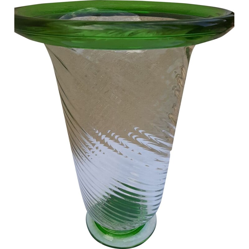  Vintage Murano blown vase Green Contour 1970