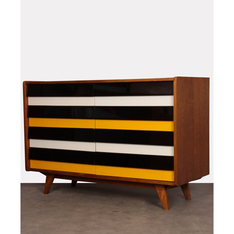 Vintage yellow and black chest of drawers, model U-453, by Jiri Jiroutek, 1960