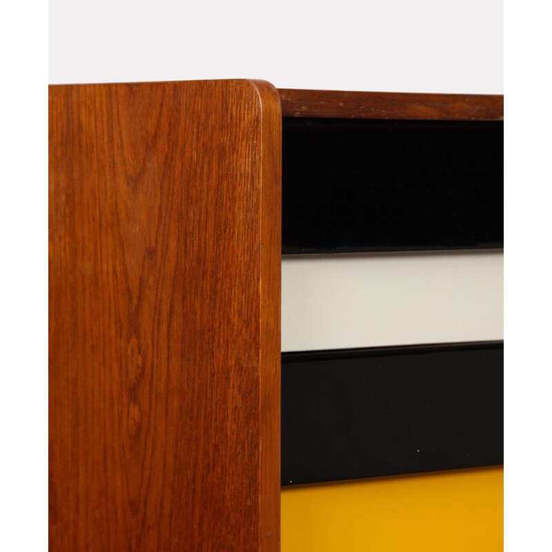 Vintage yellow and black chest of drawers, model U-453, by Jiri Jiroutek, 1960
