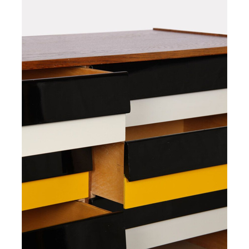 Vintage yellow and black chest of drawers, model U-453, by Jiri Jiroutek, 1960