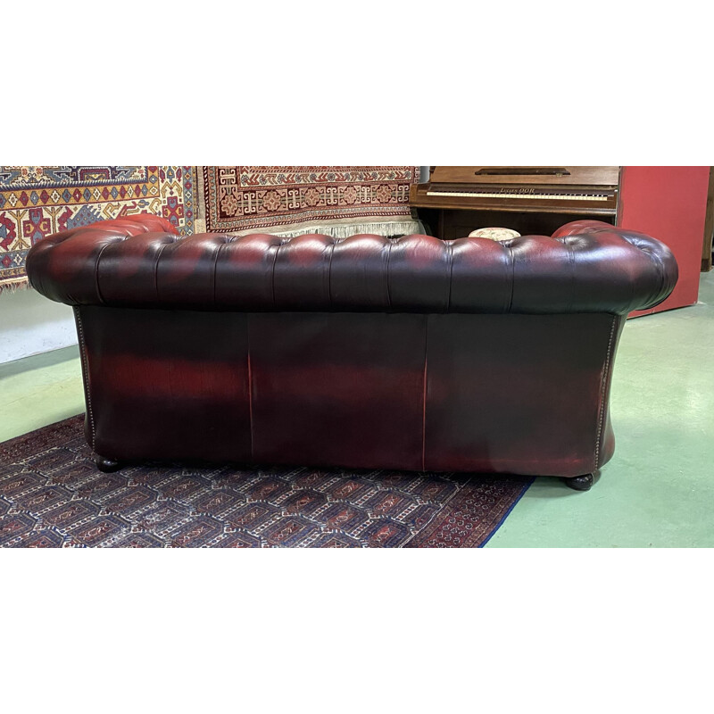 Vintage Chesterfield 3 seater sofa in red leather 1980 