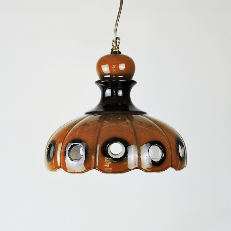 Vintage West German Ceramic Fat Lava Pendant Lamp, 1960s