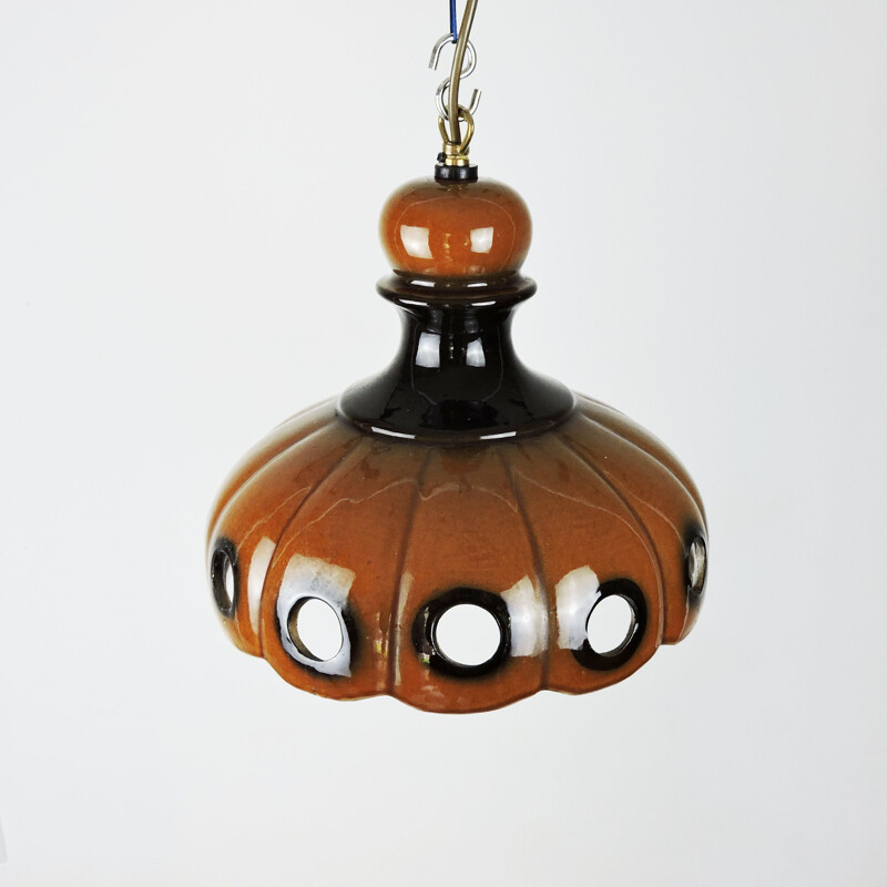 Vintage West German Ceramic Fat Lava Pendant Lamp, 1960s