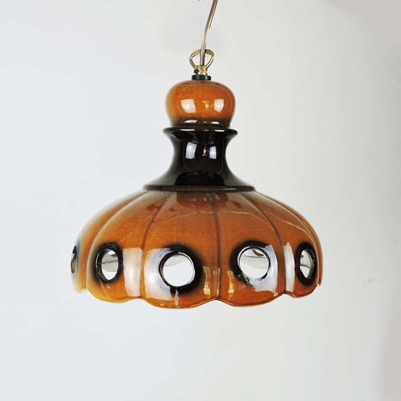 Vintage West German Ceramic Fat Lava Pendant Lamp, 1960s