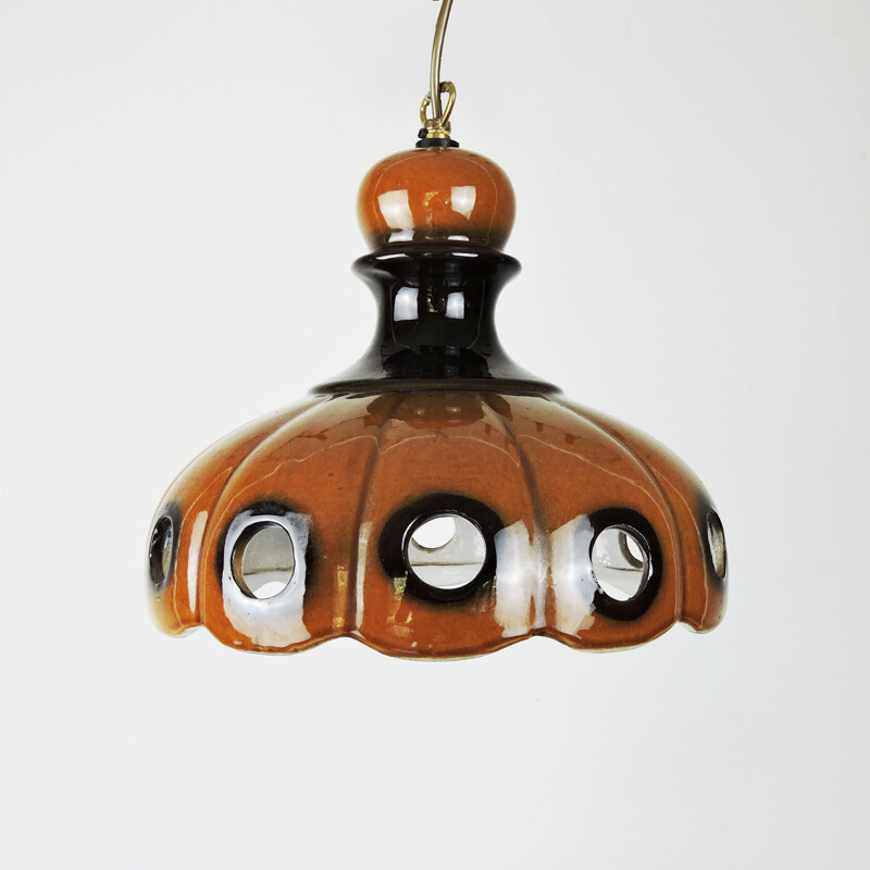 Vintage West German Ceramic Fat Lava Pendant Lamp, 1960s