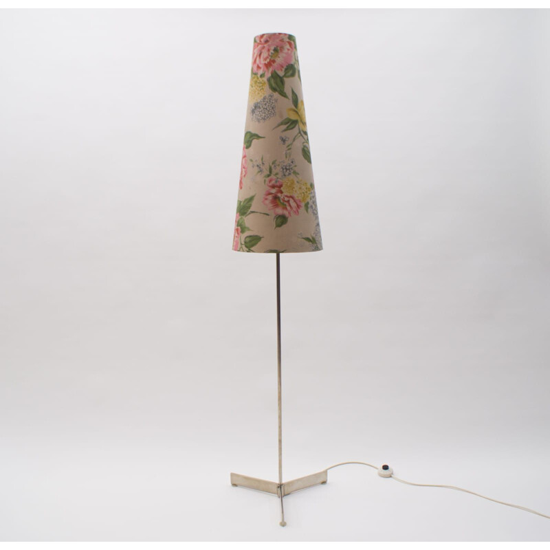 Lampada da terra vintage a treppiede con motivi botanici, 1960