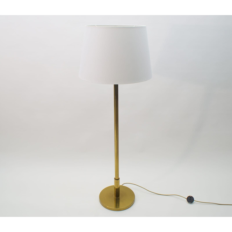 Large vintage Brass and Fabric Floor Lamp, 1970s