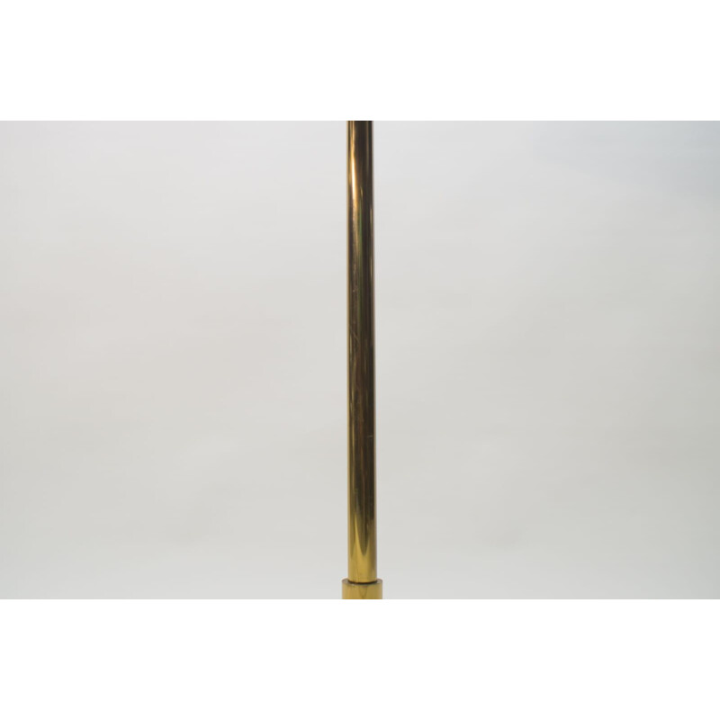 Large vintage Brass and Fabric Floor Lamp, 1970s