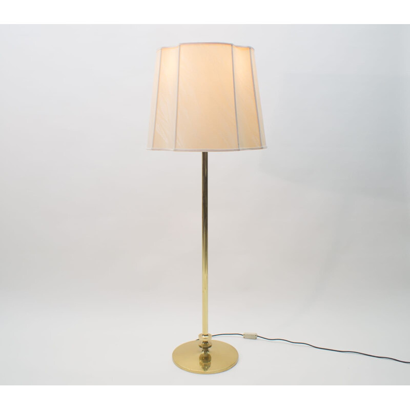 Vintage messing en stoffen vloerlamp, 1970