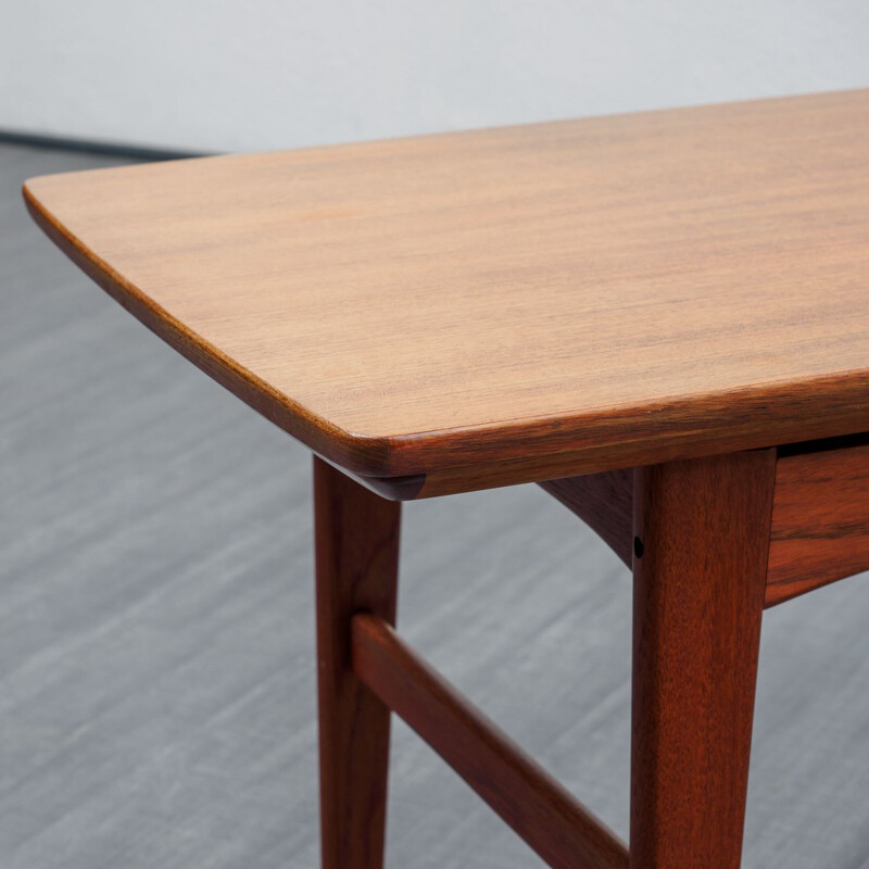 Mid Century teak coffee table dining table, extendable and height-adjustable 1960s