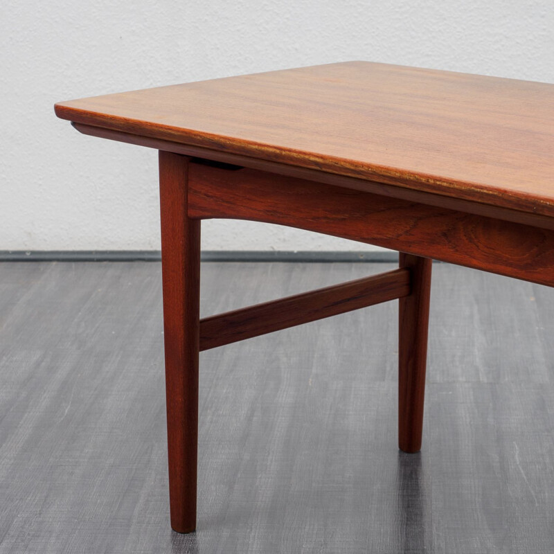 Mid Century teak coffee table dining table, extendable and height-adjustable 1960s