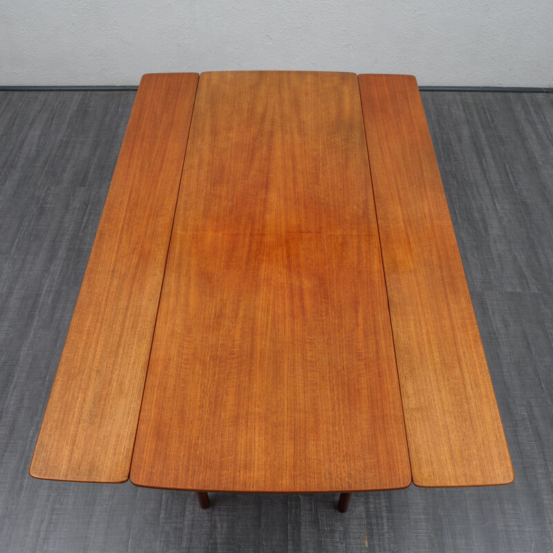 Mid Century teak coffee table dining table, extendable and height-adjustable 1960s