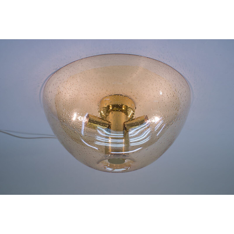 Lampada da soffitto in vetro vintage di WILA 1970
