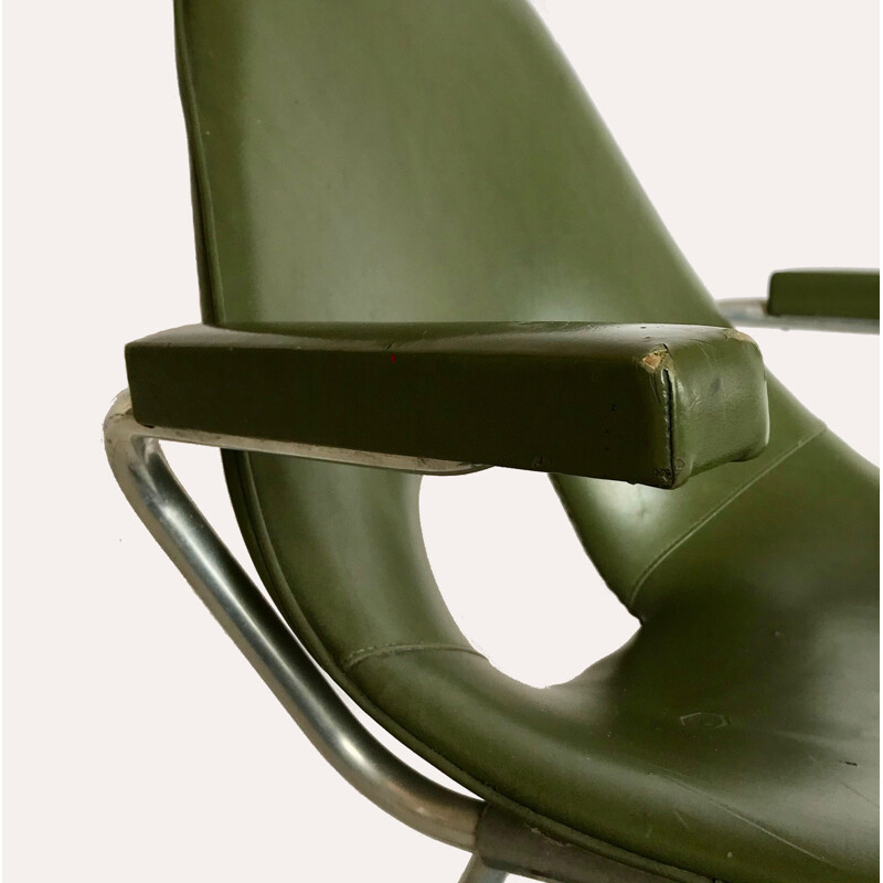 Vintage curved wood office chair by S.I.A., Italy 1950