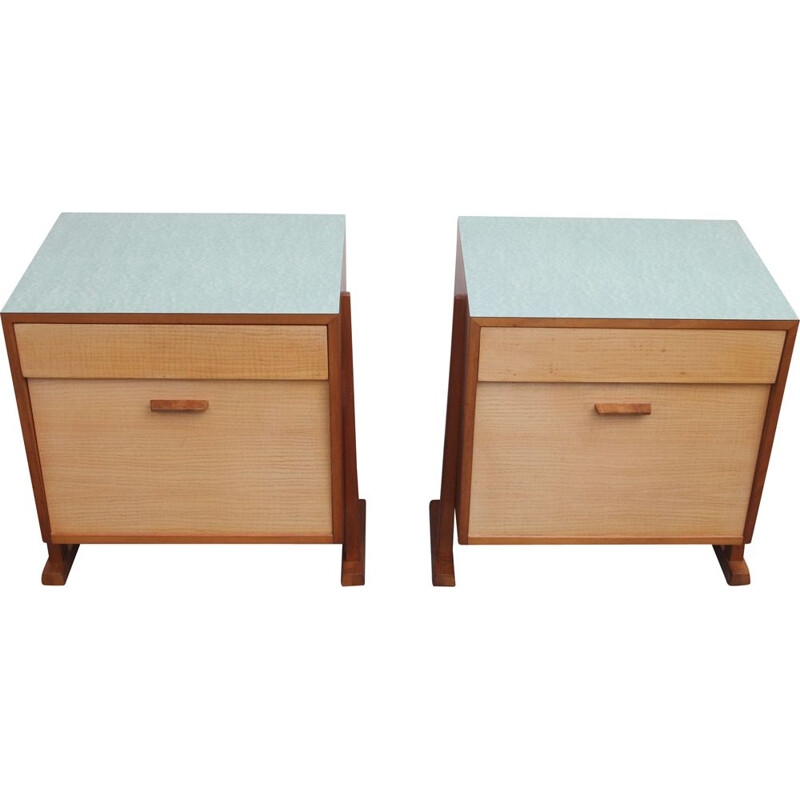 Pair of vintage bedside tables nightstands 1950s