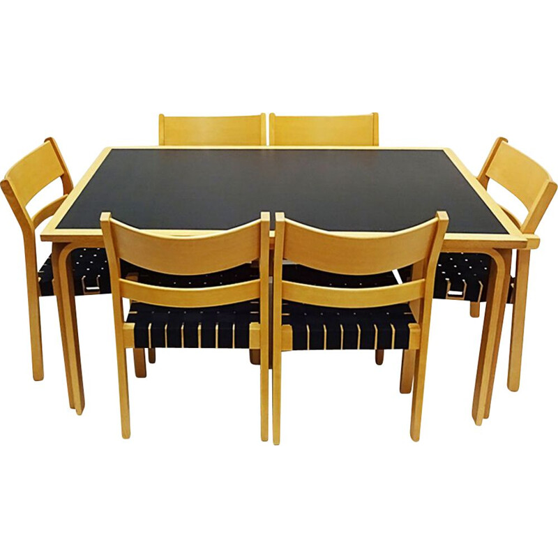 Vintage chair dining set with a table and 6 chairs Hans Wegner bentwood Koldinghus