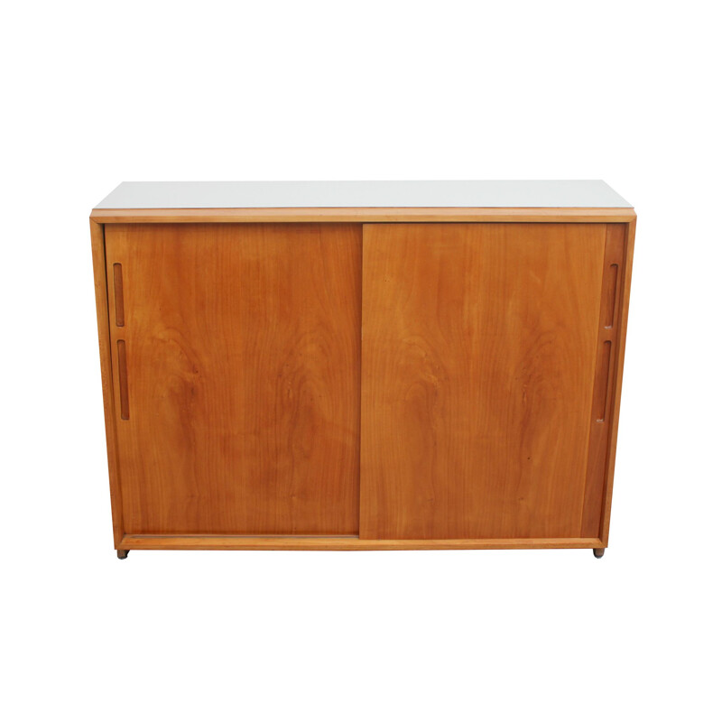 Vintage architect highboard with sliding doors 1950s