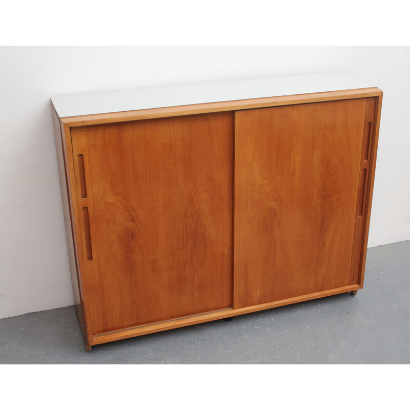 Vintage architect highboard with sliding doors 1950s