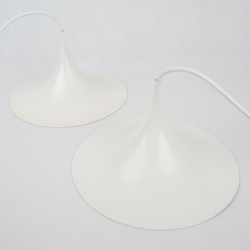 Pair of Danish vintage pendant lamps Semi by Bonderup & Thorup, Fog and Morup 1968