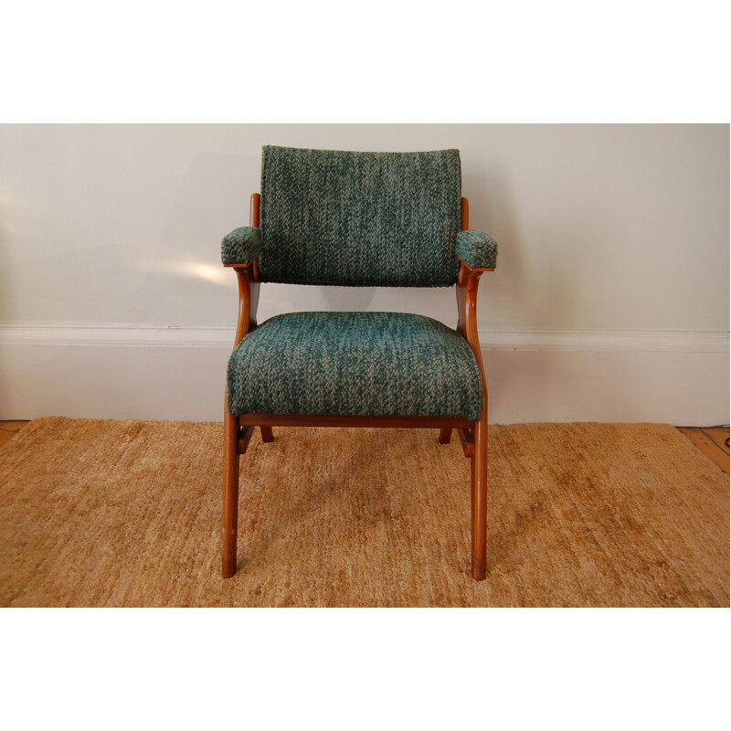 Pair of laminated wood vintage armchairs  Morris of Glasgow