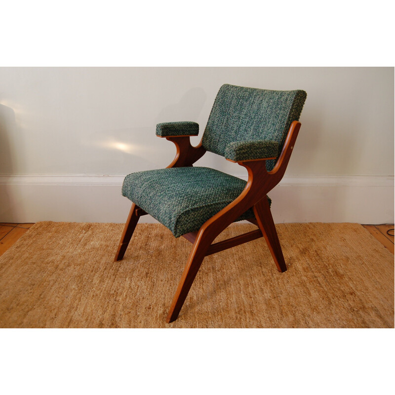 Pair of laminated wood vintage armchairs  Morris of Glasgow