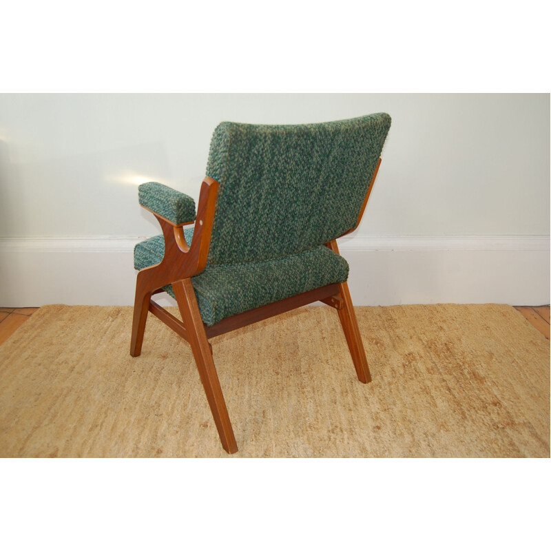 Pair of laminated wood vintage armchairs  Morris of Glasgow