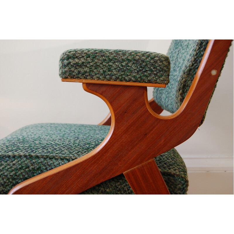 Pair of laminated wood vintage armchairs  Morris of Glasgow