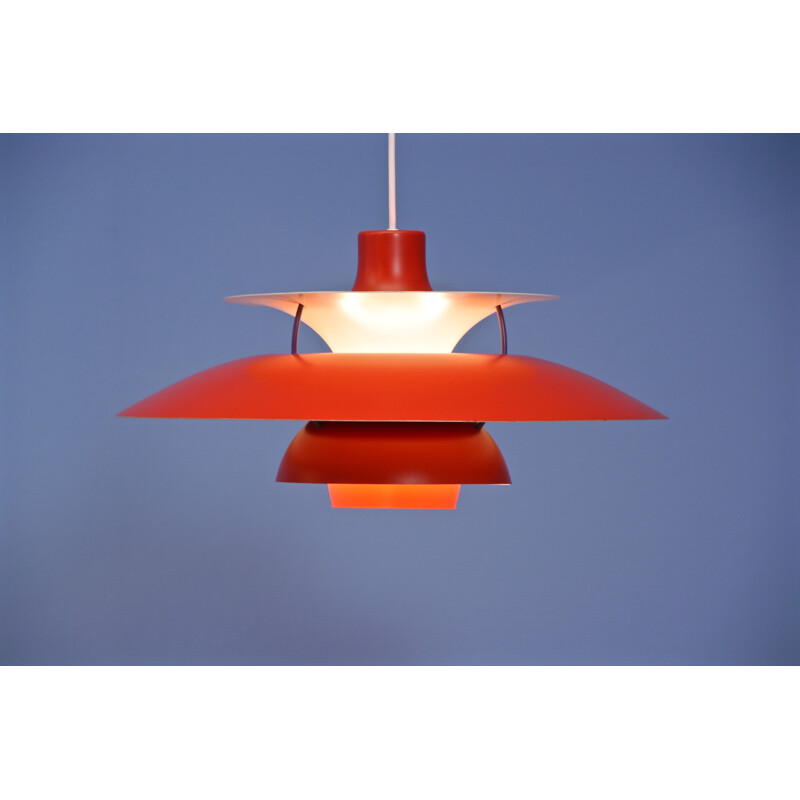 Vintage PH5 pendant in red by Poul Henningsen for Louis Poulsen Danish  1970s