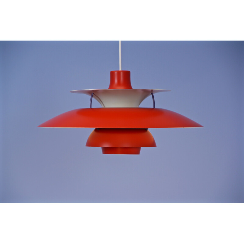 Vintage PH5 pendant in red by Poul Henningsen for Louis Poulsen Danish  1970s