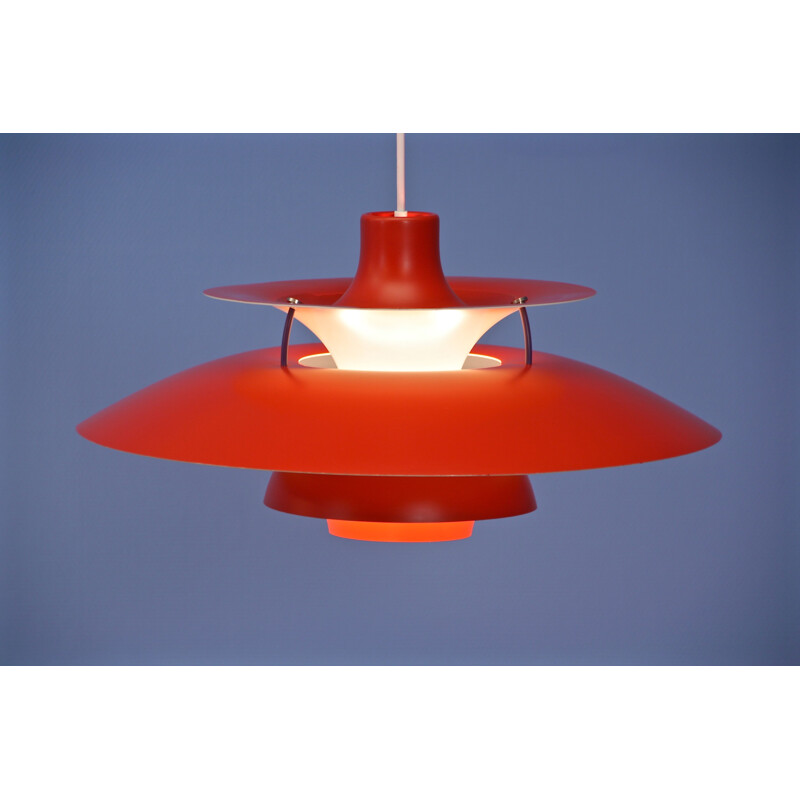 Vintage PH5 pendant in red by Poul Henningsen for Louis Poulsen Danish  1970s