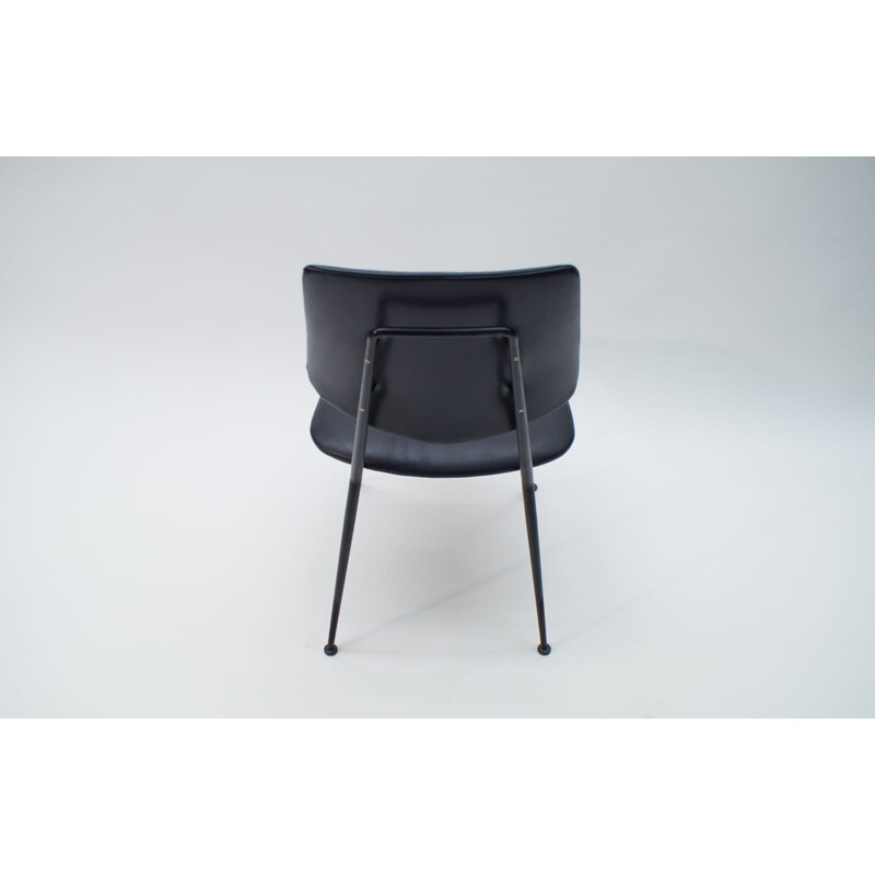Mid-Century Leather and Metal Side Chair, 1950s
