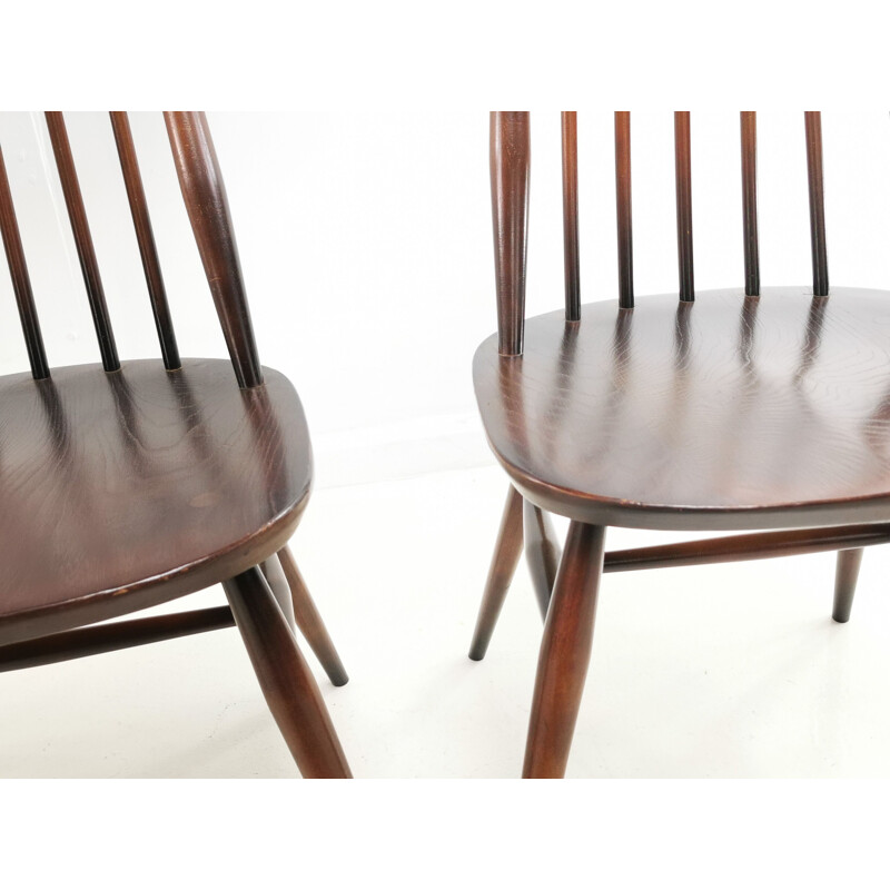 Set Of 8 Vintage Ercol Elm & Beech Goldsmith Dining Chairs