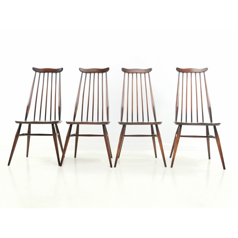 Set Of 8 Vintage Ercol Elm & Beech Goldsmith Dining Chairs