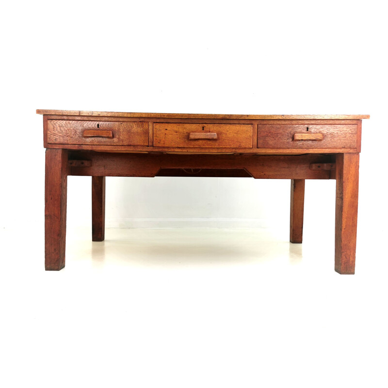 Vintage Oak British Architect Draughtsmans Desk