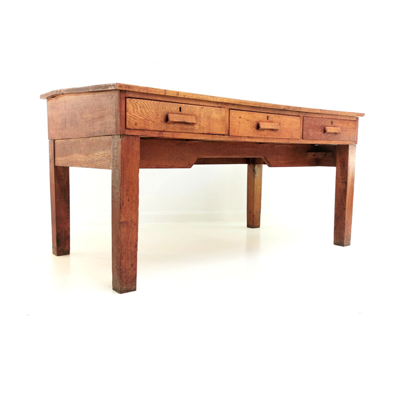 Vintage Oak British Architect Draughtsmans Desk