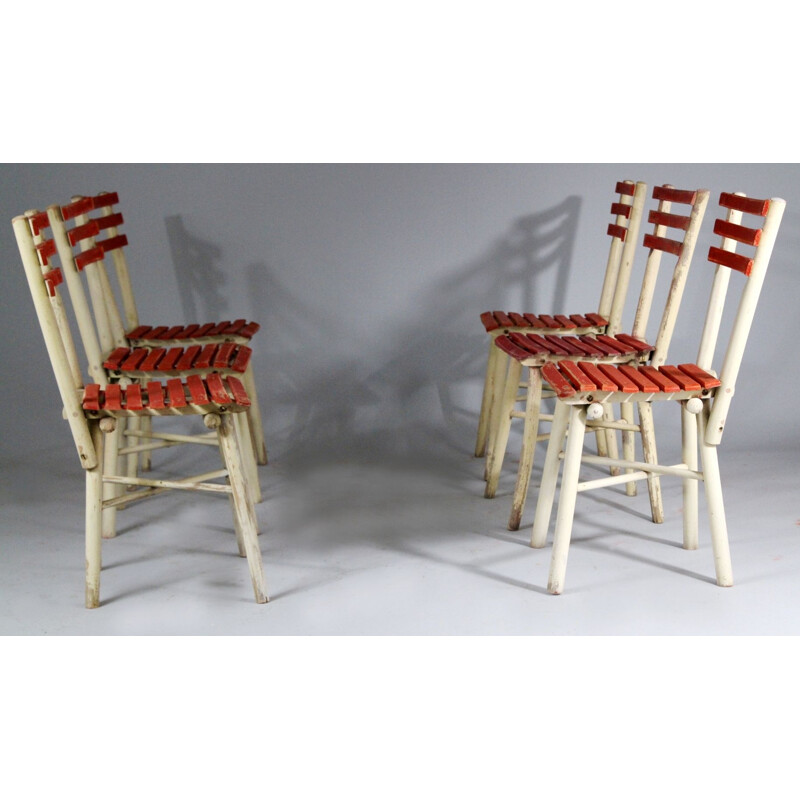 Set of 6 vintage Garden Chairs, Ton 1950s