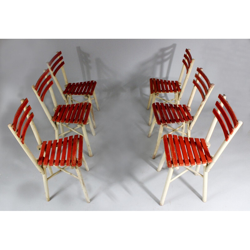 Set of 6 vintage Garden Chairs, Ton 1950s