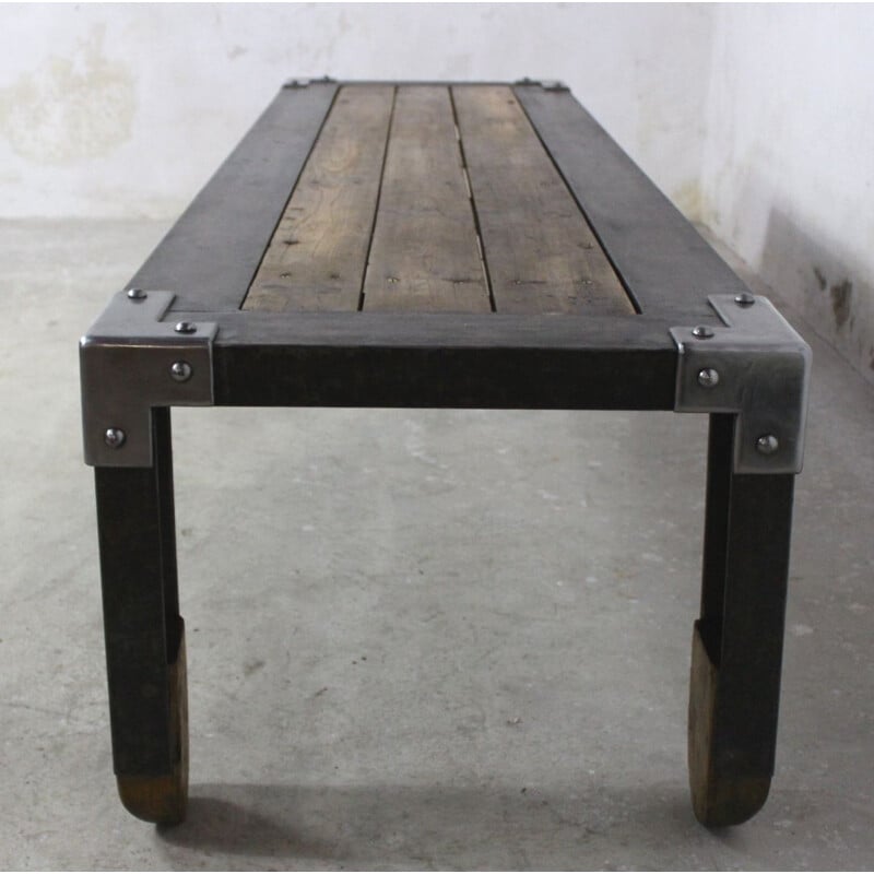 Table basse vintage industrielle longue