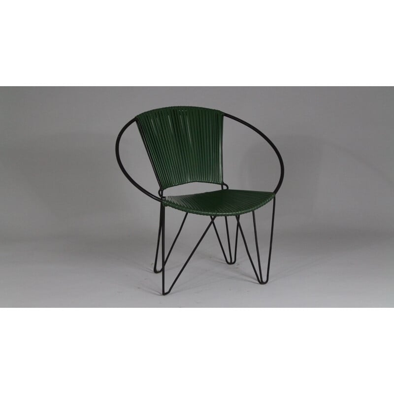Chaise vintage en plastique et en fil métallique 1960