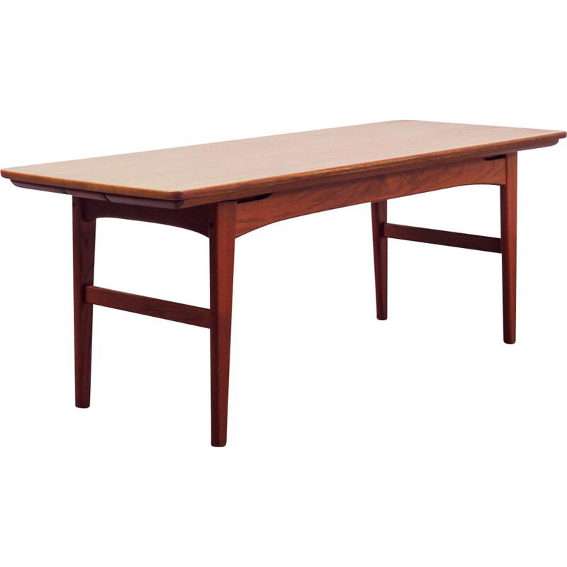 Mid Century teak coffee table dining table, extendable and height-adjustable 1960s