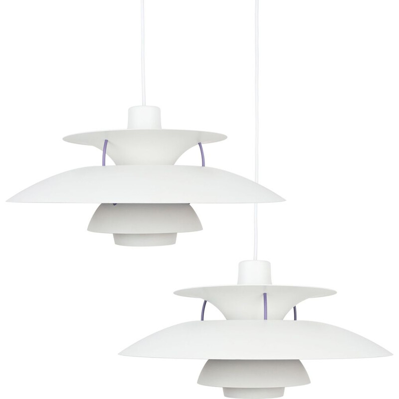 Pair of vintage pendant lamps PH 5 by Poul Henningsen, Louis Poulsen 1958